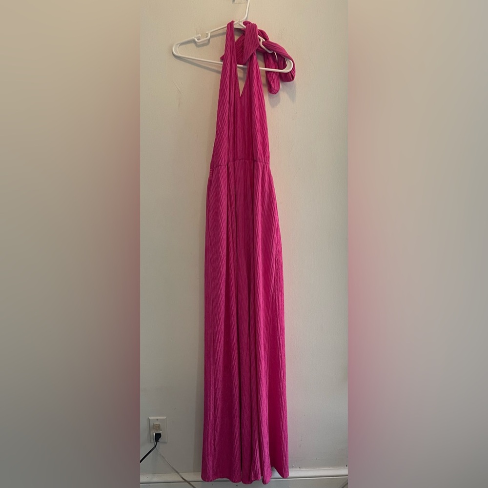NWT Cancun Halter Jumpsuit by Fashion Nova Sz 1x • Pink, Sleeveless